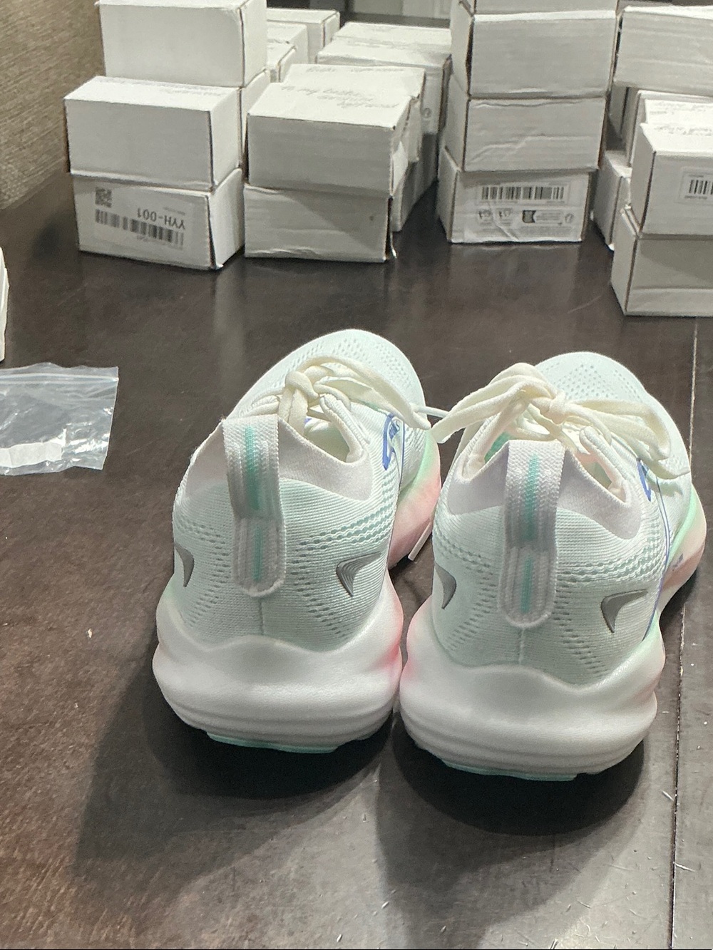 Brooks Women’s White Running Shoes with Blue and Pink Accents - Picture 6 of 7